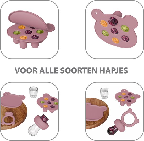 Liefjes & Co Fruitspeen & IJsblokjesvorm - Baby Speen met Bijtring - BPA-vrij Siliconen - 3 Speenmaten S/M/L - Pastelroze van Liefjes & Co — afbeelding 2