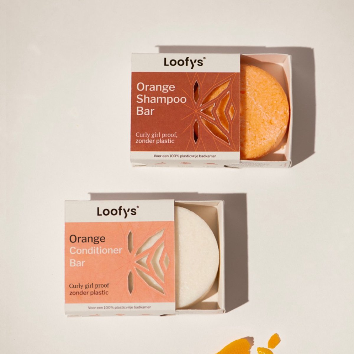 Loofys Shampoo Bar & Conditioner Bar Set – Orange – Curly Girl Method – Voor krullend haar – Vegan, 100% Plasticvrij, SLS- en SLES-vrij – Natuurlijke haarverzorging