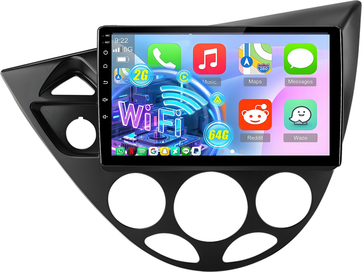 Cestovet Autoradio - Geschikt Voor Ford Focus MK1 1998 t/m 2004 Fiesta IV - Android 15 - Draadloos Apple Carplay & Android Auto - 2GB + 64GB - 4 Core processor