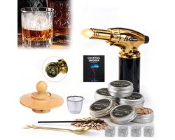 Whiskey rookset – Cocktail rookset – Valentijnsdag – Cadeau voor mannen – Zelf whiskycocktails maken – Houten rookset – Inclusief vlammenwerper en barmixer – Vaderdagcadeau