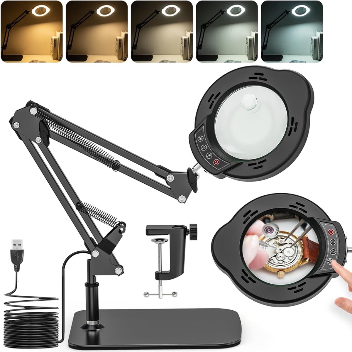 CRLYN® Vergrootglas Met Licht - Leeslamp - Nauwkeurig Werk - Zwart
