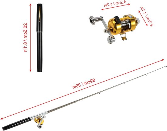 Telescopische Visspullen Set met Penhengel en Reel - Draagbare Vissport Accessoires voor Recreatief Vissen — afbeelding 4