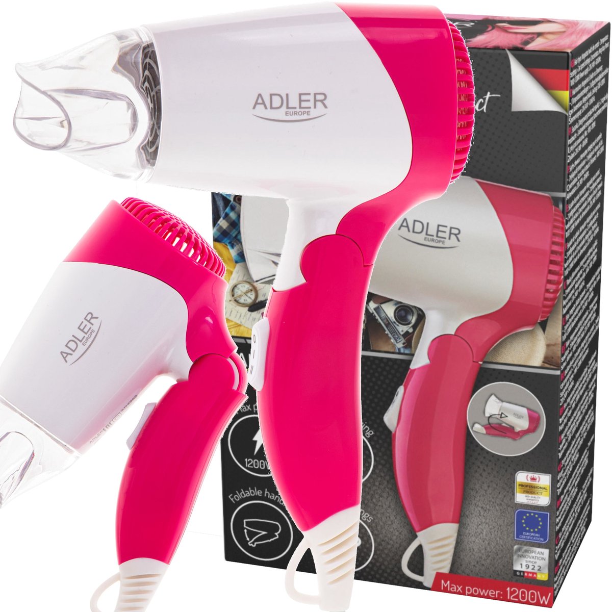 Adler AD2259 - Haardroger - 1200 Watt - wit rose