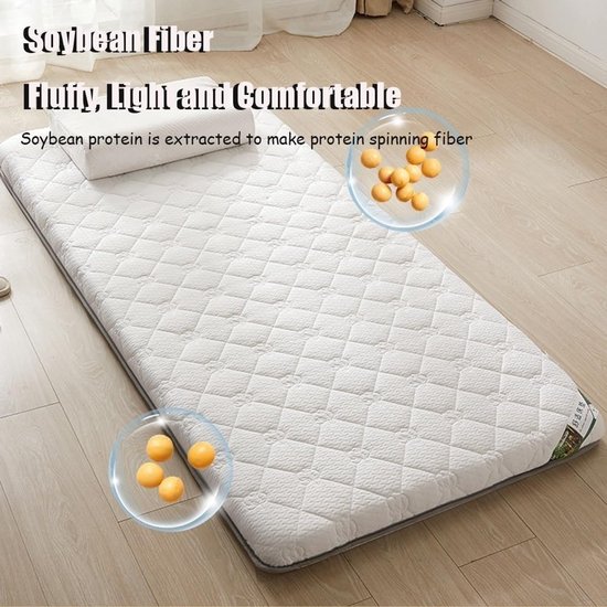 Japanse Futon Matras - Vloer Matras - Comfortabel Slapen - Ademend Latex Materiaal - 200x220cm - Wit — afbeelding 3