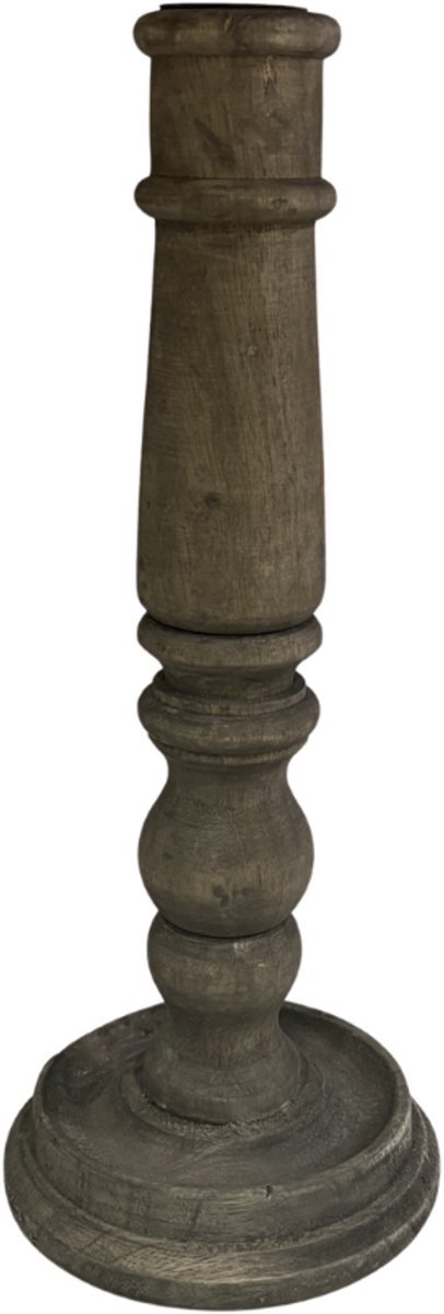 by Mooss - Kandelaar - Hout - Old Brown - 30 cm - Landelijk - Stoer - Sober - Landelijk - Sfeervol - Decoratie