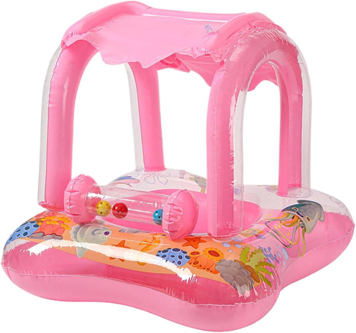 LISM-Babyzwemband met zonbescherming - UV-bestendig, draagbaar, opblaasbaar speelgoed - Geschikt voor waterspelletjes, zwembaden, meren en vakanties.