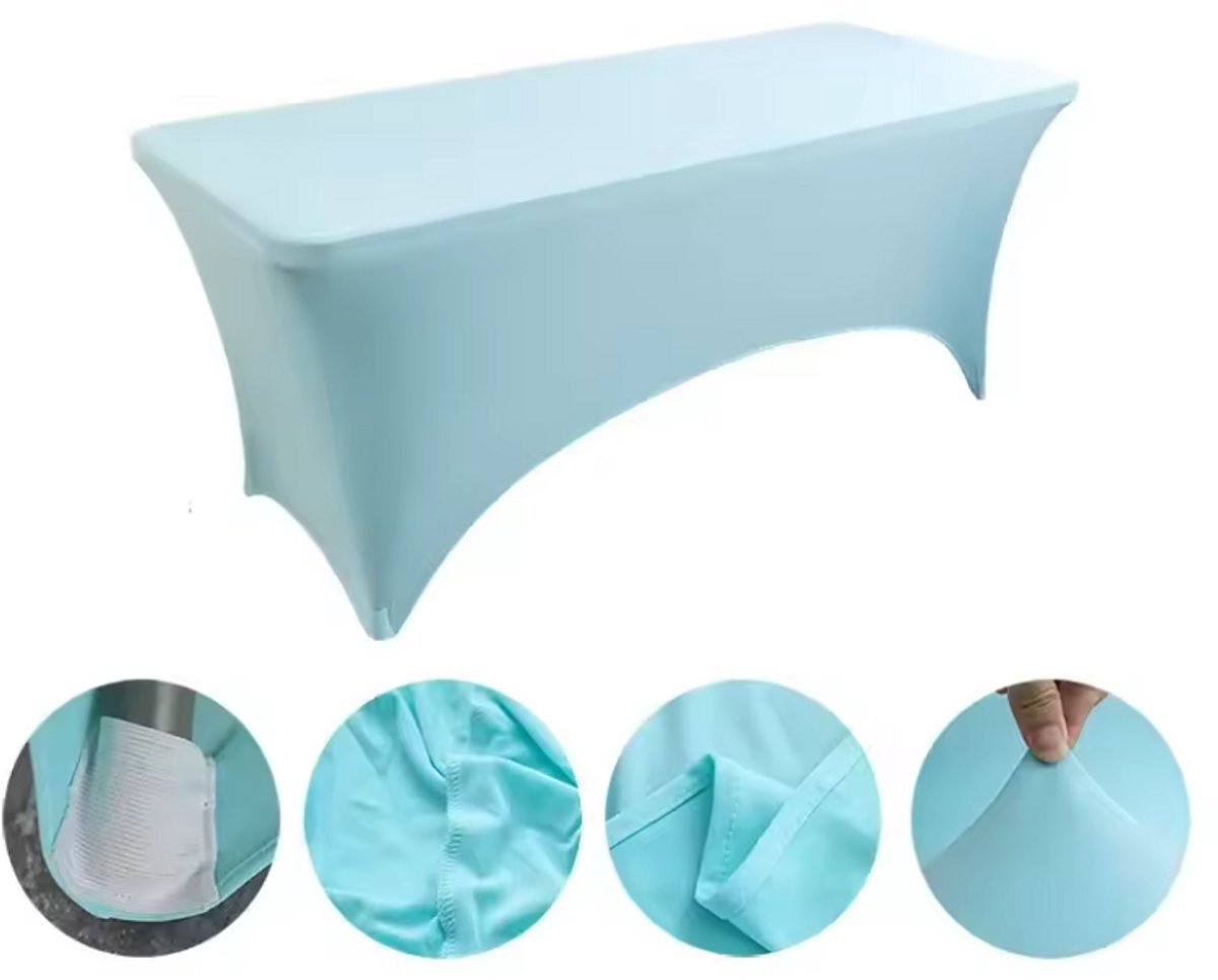 Go Go Gadget - Tafelrok - Tafelhoes - Geschikt voor tafel van 183x76 cm - Stretch - Licht Blauw - 1 stuk