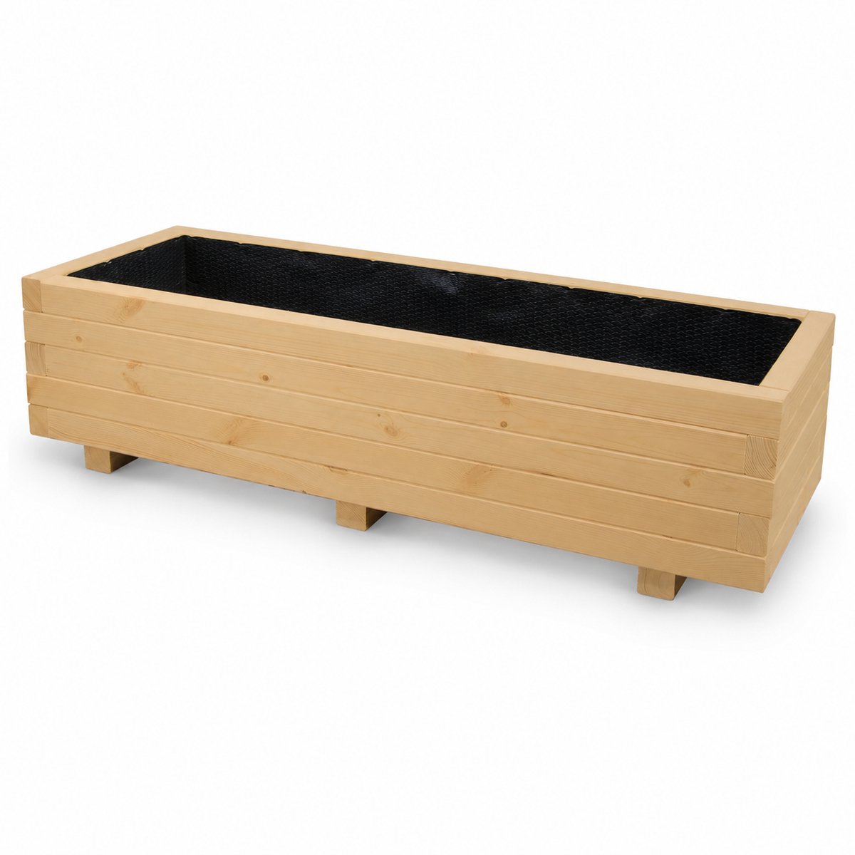 Plant&Bak Tuinbak Vurenhout L120 × B40 × H30 cm – Houten Plantenbak voor Buiten – Langwerpige Bloembak met Waterdichte Binnenbekleding – Honingeiken