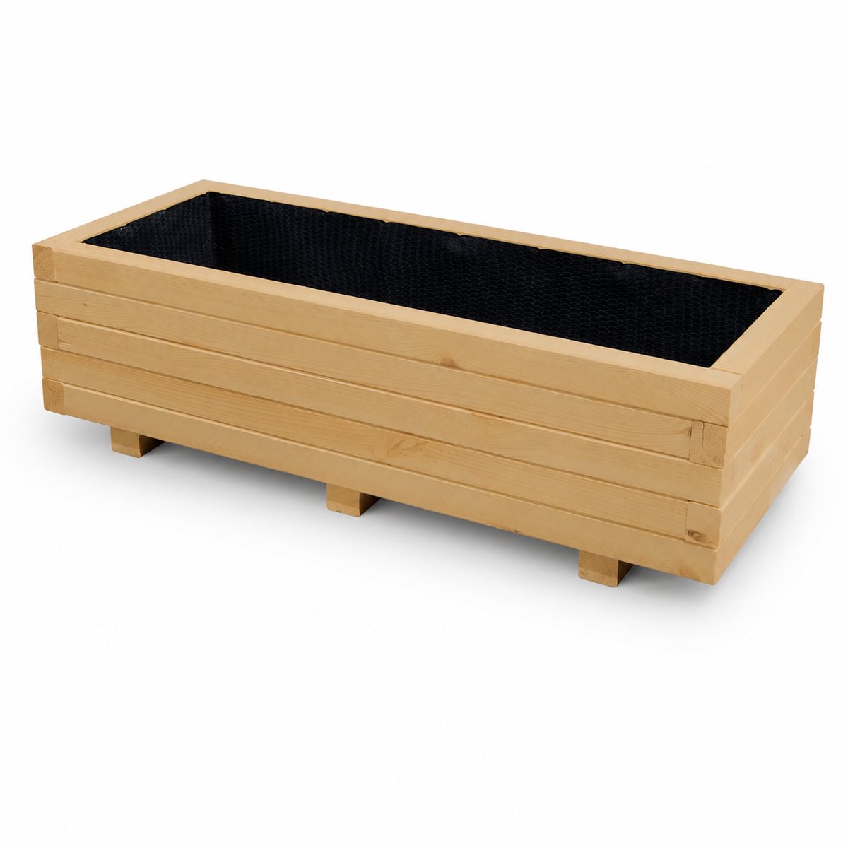Plant&Bak Tuinbak Vurenhout L100 × B40 × H30 cm – Houten Plantenbak voor Buiten – Langwerpige Bloembak met Waterdichte Binnenbekleding – Honingeiken