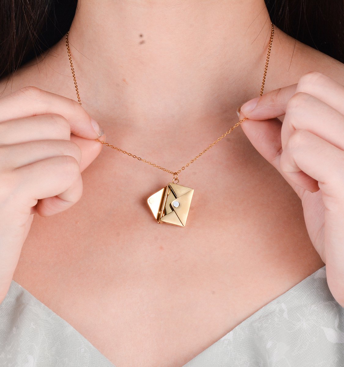 Ketting Envelop met Eigen Handschrift Goud