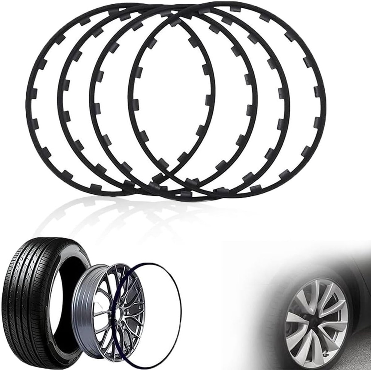 Velgbeschermers - Wielringen - Bescherming Velgen - Krasbestendig Materiaal - 4 Stuks - Zwart