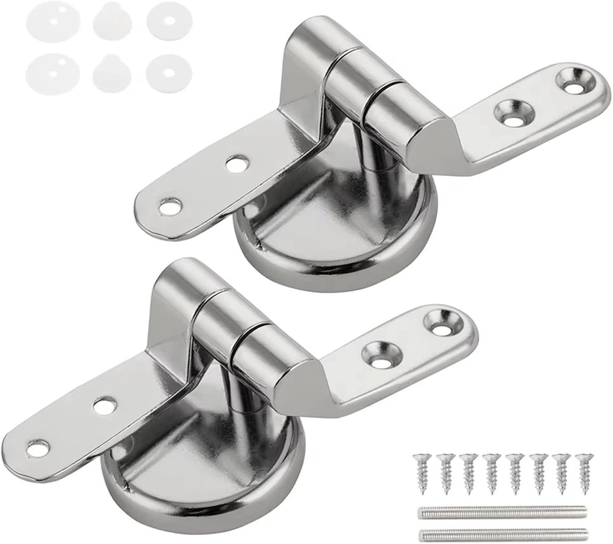 Toiletbril scharnieren - Reserveonderdelen deksel - Badkamer reparatie - Universele pasvorm - Set van 2 - Zilverkleurig