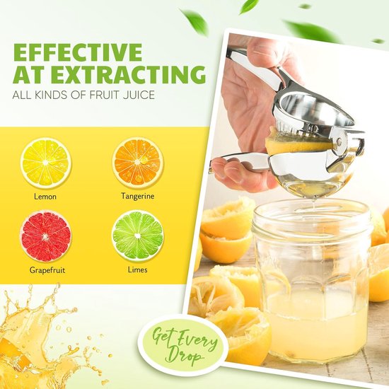 Citroenpers - Limoenpers - Lemon Squeezer - Citrusknijper - Handmatige Citruspers - Handdrukmodel - Roestvrijstalen - Voor Diverse Citrusvruchten, Zoals Citroenen, Limoenen en Sinaasappels — afbeelding 2