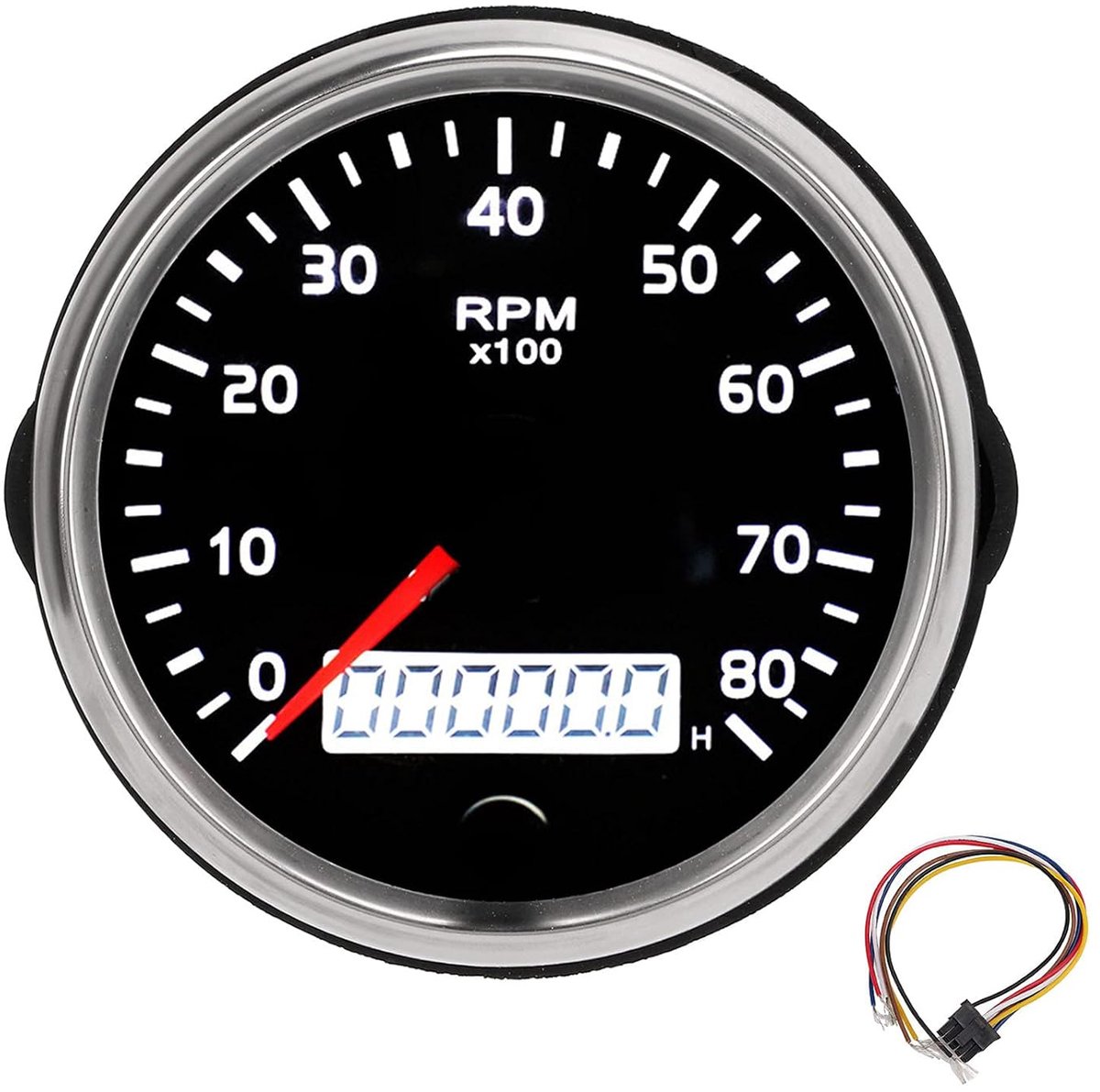 Toerenteller Gauge - Motor Toerental Meter - Motoren Monitoren - Dubbel LCD Display - 85 mm - Zwart