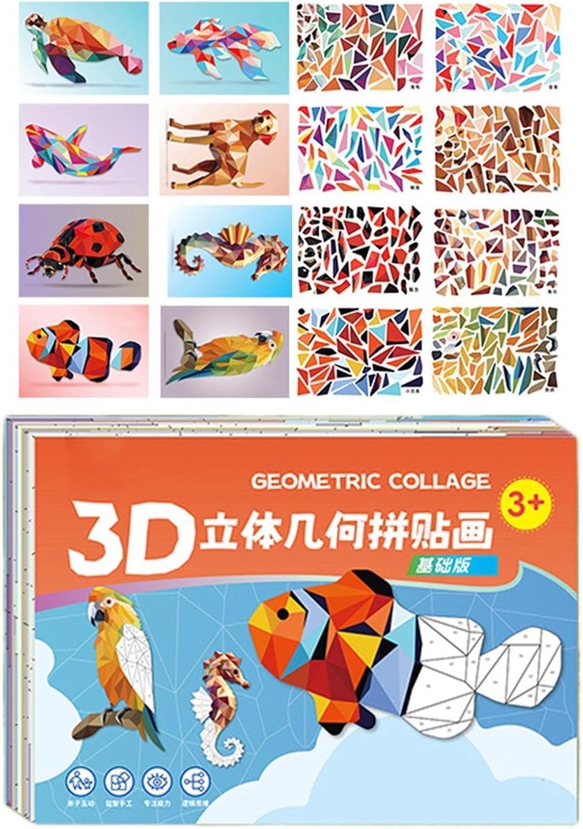 Kinderspellen Puzzel - Collage Knutselset - Ruimtelijk Inzicht - Voorgesneden Stukken - 27 x 19 cm - A