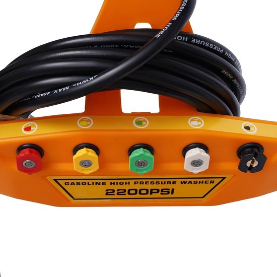 Hogedrukreiniger Benzine - Krachtige Reiniger - Terras Steen Reinigen - 75 pk Motor - 2600 PSI - Zwart Geel — afbeelding 3