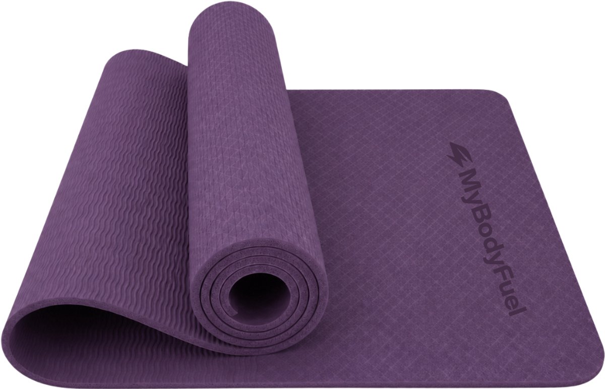 MyBodyFuel Yoga Mat - 6 mm - 183x63 cm - Paars - Duurzaam TPE - Anti-Slip Fitnessmat