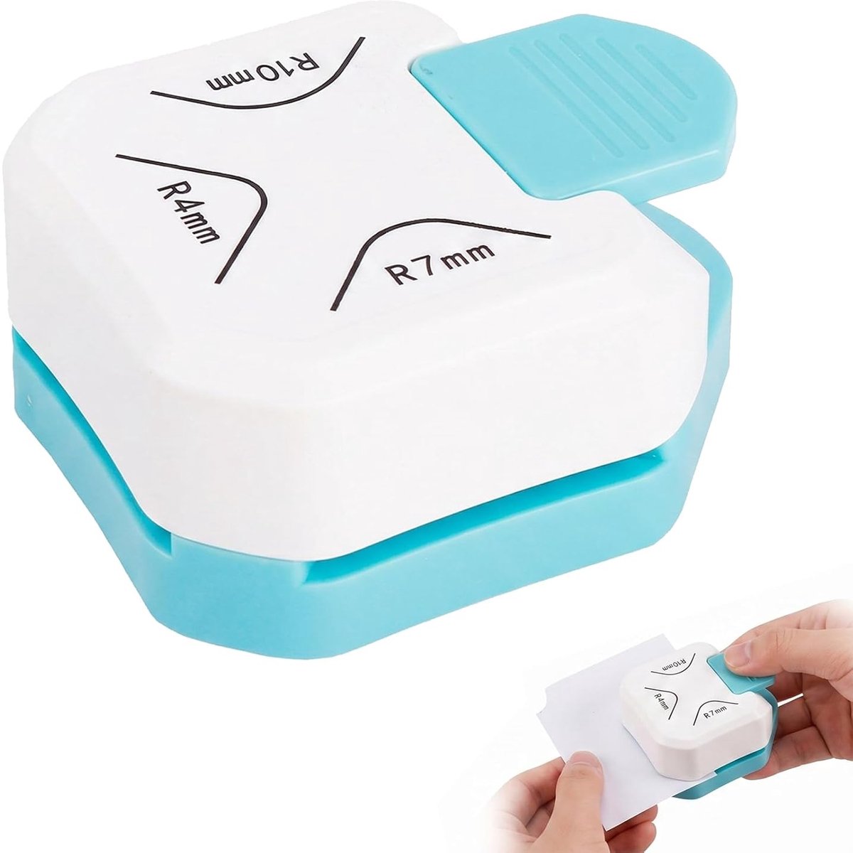 3 in 1 Hoekpons - Papierpons - Kaartenmaken - Pons - DIY Knutselen - Vierkante perforator - Paper Hole Puncher - Craft Punches - Voor papierknutselen, scrapbooking, doe-het-zelf kaarten maken, knutselbenodigdhede - Blauw