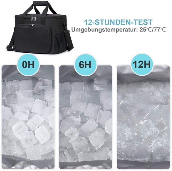 MODFU Picknicktas - 15L Grote Koeltas met Isolatie - Lichtgewicht & Draagbaar - Perfect voor Strand, Camping & Dagjes Uit - Oxford Stof - Zwart van Modfu — afbeelding 4