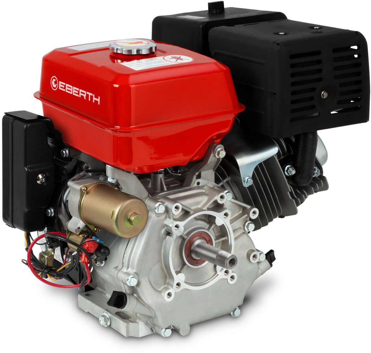 EBERTH 15 PS 11,03 kW benzinemotor met as van 25,4 mm Ø met AG, elektrische start, 17 Ah 12 V-accu, stationaire motor, kartmotor, aandrijfmotor met oliegebrekbeveiliging, 4-takt 1-cilinder benzinemotor, 420 ccm, luchtgekoeld