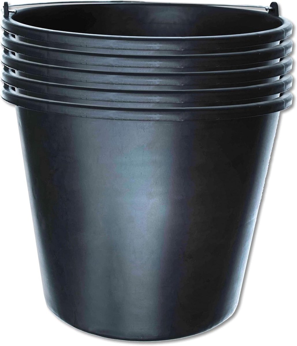 Bouwemmer Set - Emmer Set - Bouwplaats Organiseren - Met Metalen Handgreep - 20 Liter - Zwart