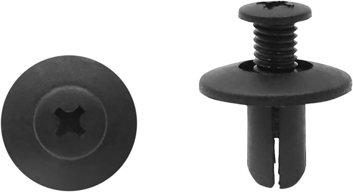 Kunststof Klinknagels - Bevestigingsclips - Auto Bekleding Vastzetten - 8mm Gat Diameter - 20 stuks - Zwart