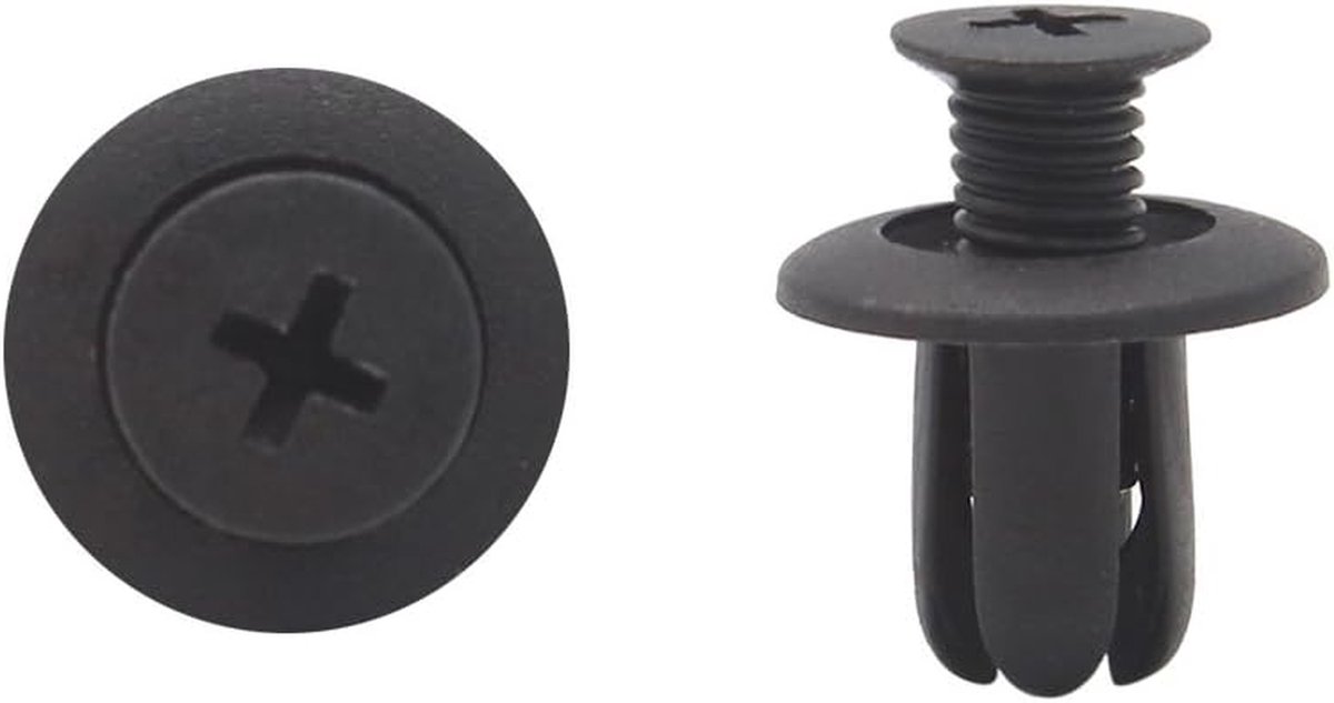 Auto Klinknagels - Bevestigingsclips Plastic - Auto Bekleding Vastzetten - Push Type Fastener - 8 mm Gat - Zwart