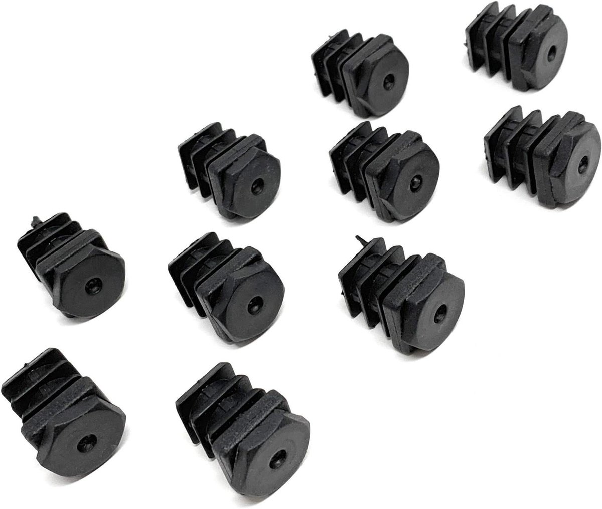 Vierkante Buisdoppen - Afsteldoppen Nivelleerdopjes - Meubels Stellen - Met Schroefdraad - 20 x 20 mm - Zwart