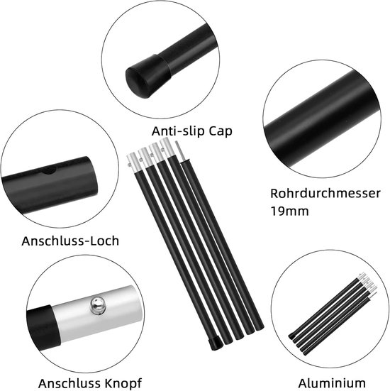 Telescopische Aluminium Stokken voor Tenten en Tarps - Verstelbaar tot 1.9 Meter — afbeelding 2