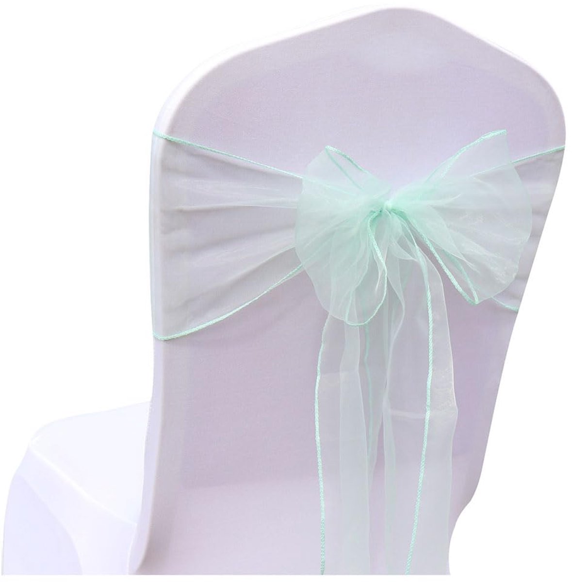 Organza stoelbanden Organza stoel sjerp lint stoelhoezen stoel Organza lintband decoratie voor bruiloft ceremonie evenement feest partij 18 x 275 cm groen 3# 100 stuks