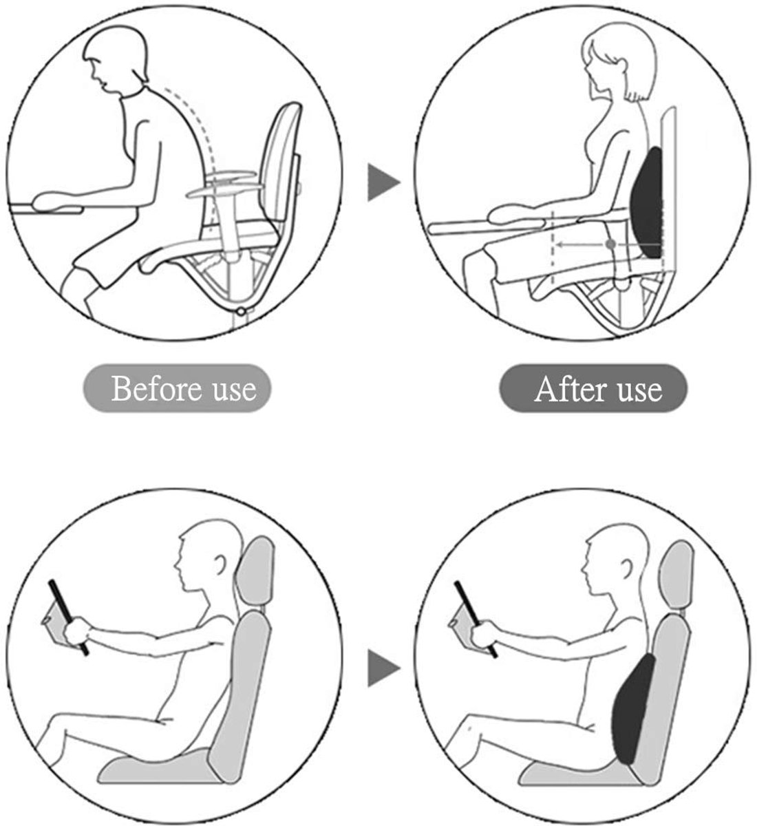 Lendensteun Kussens Rugkussen, Memory Foam Kussen Rugsteun voor Bureaustoel Autostoel Rolstoel, Ergonomie Kussen Lendenkussen voor Auto Fauteuil,Pink