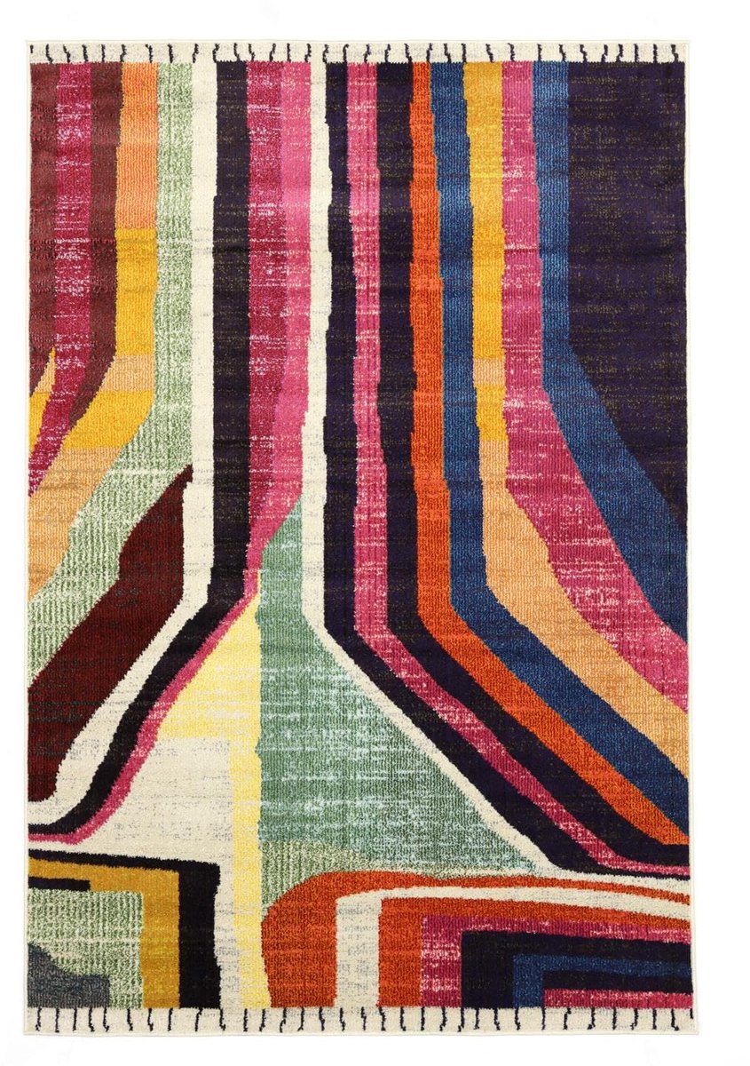 Vloerkleed, Berber/Morocco, 140 x 200 cm, Rechthoekig, Middelpolig, Woonkamer, Slaapkamer, Keuken, Alleen chemisch reinigen, Multi Roze