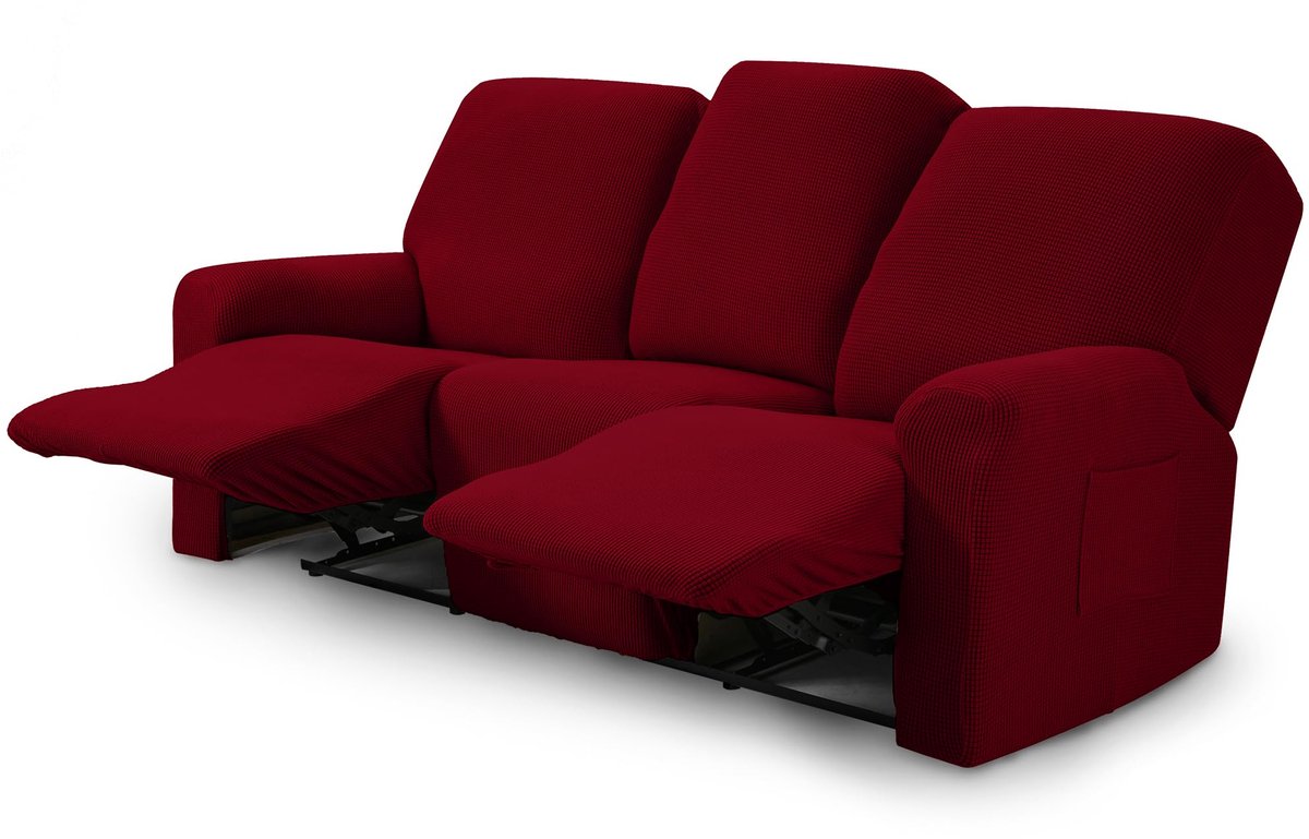 Hoes Fauteuil Jacquard 3-Zits, Stretchhoes Voor Relaxfauteuil, Claret