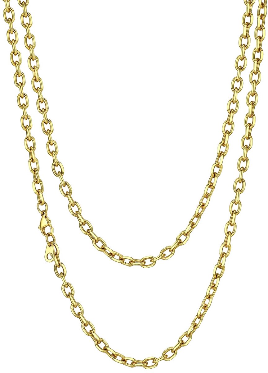 Schakelketting voor dames en heren, 3 mm/6 mm/9 mm/12 mm, zilver/zwart/verguld, massieve halsketting in 46 cm lang tot 76 cm lang