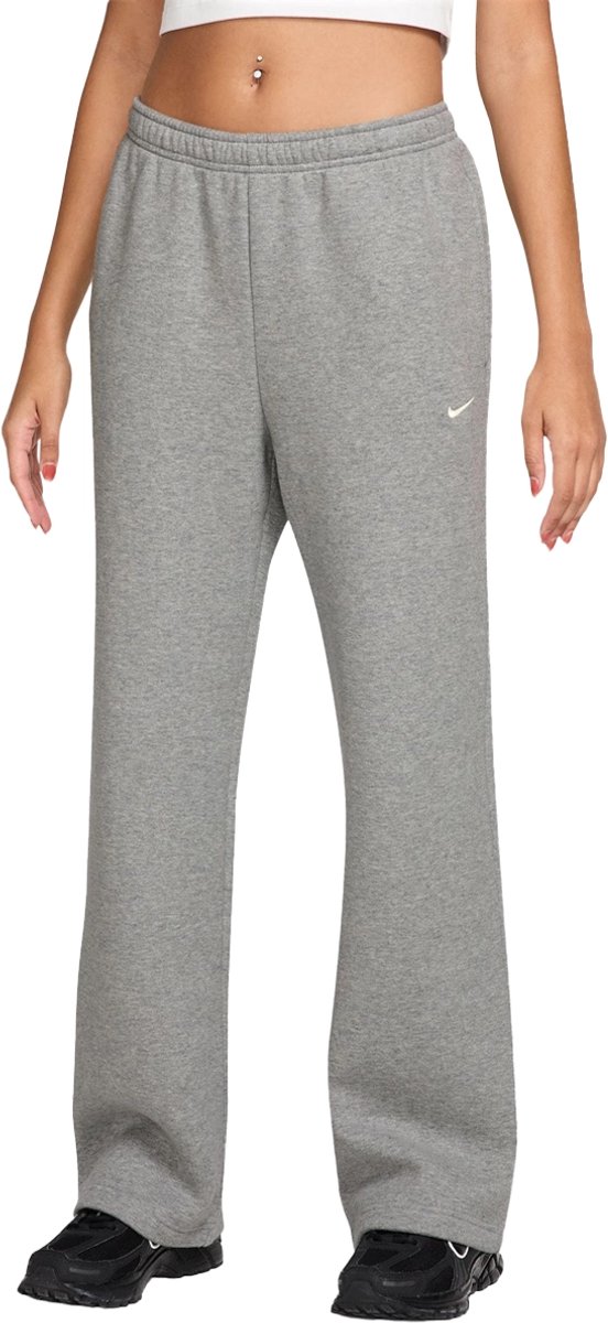 Nike sportswear studio fleece mid-rise standard open-hem pants in de kleur grijs.