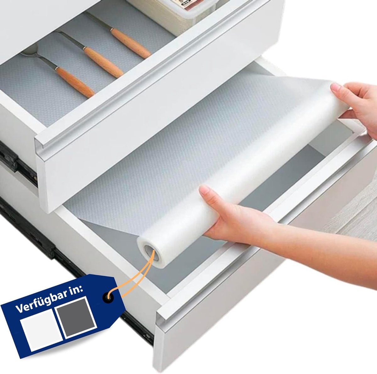 Essentials Keukenladevoeringen (44,5 x 500 cm) - antislip kast- en koelkastmatten, beschermen tegen morsen, multifunctionele plank en kastvoering, geweldig keukenaccessoire (transparant)