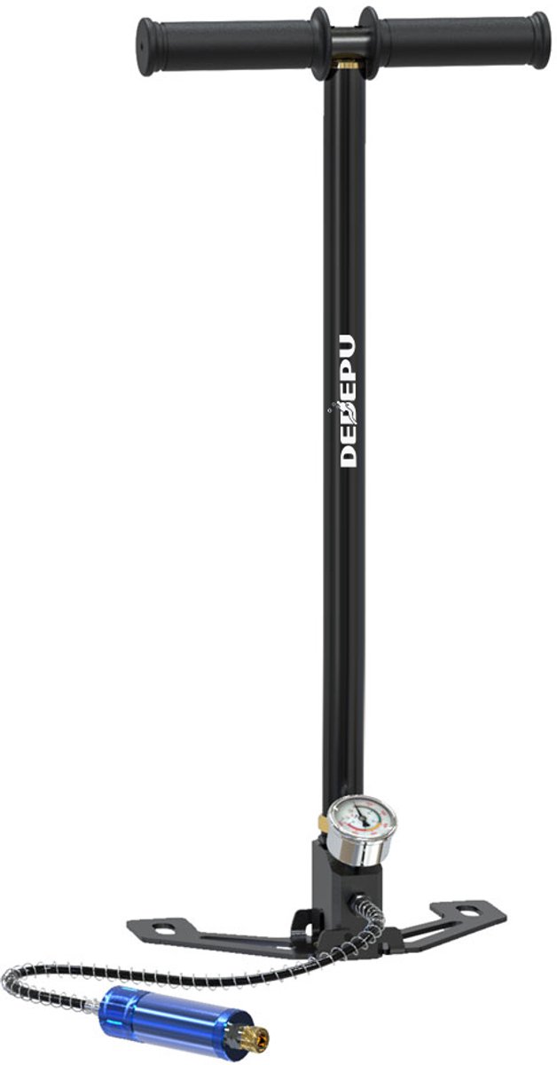Hogedruk Handpomp 4500 PSI - Draagbare PCP Pomp 4-Traps - Roestvrij Staal - Voor Duikfles, Luchtcilinder en PCP - Zwart — afbeelding 2