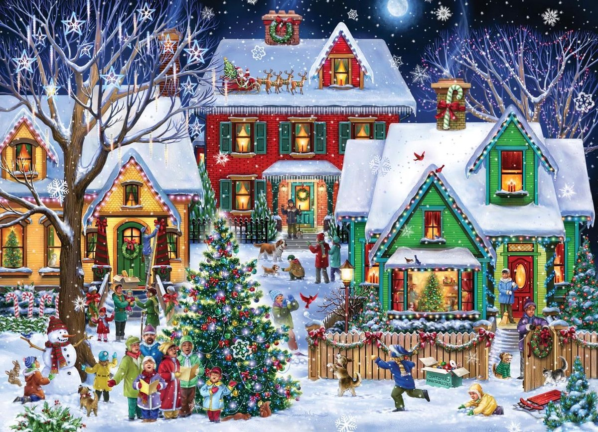 Kerst Puzzel - Wintertafereel - Ontspannen Vrije Tijd - Precisie Gesneden Stukjes - 1000 Stukjes - Meerkleurig
