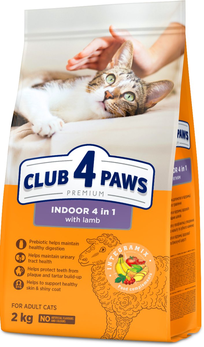 Club 4 Paws Club 4 Paws premium droogvoer met lam - indoor 4 in 1 adult cats 2 kg