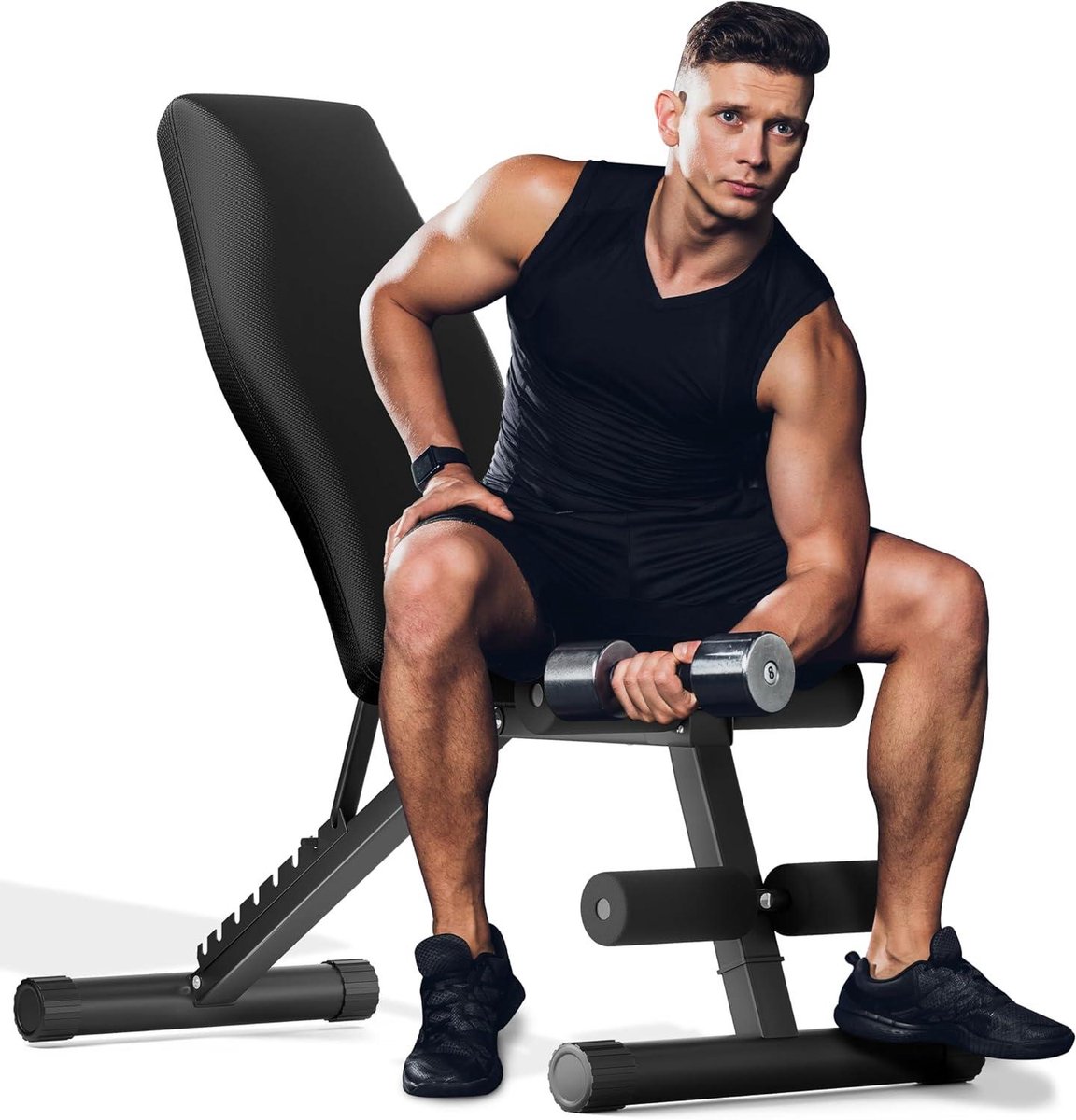 Verstelbare Halterbank - Trainingsbank Krachttraining - Thuis Sporten - 8 standen verstelbaar - 3175 kg capaciteit - Zwart