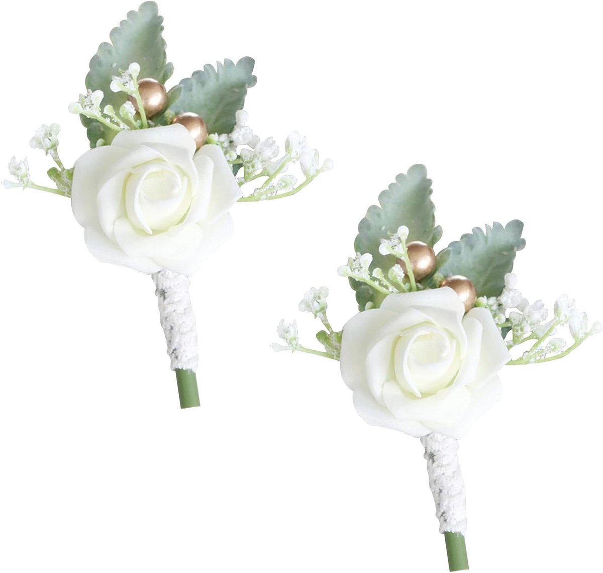 Bloem Corsage - Stropdas Speld - Feestelijke Aankleding - Hoogwaardig PE Materiaal - 2 Stuks - Wit