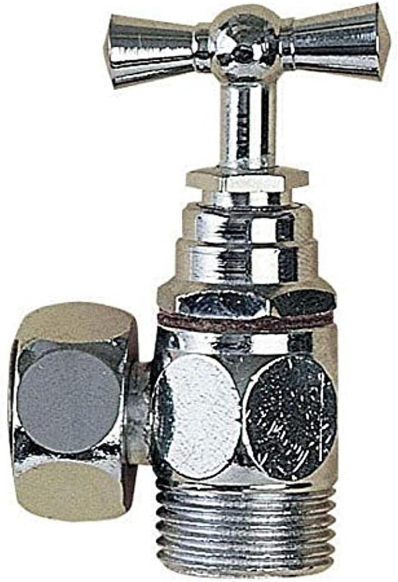 Hoekstopkraan - Kraanaansluiting - Waterleiding Reparatie - Messing Nikkel Verchroomd - 12x10x12 cm - Wit