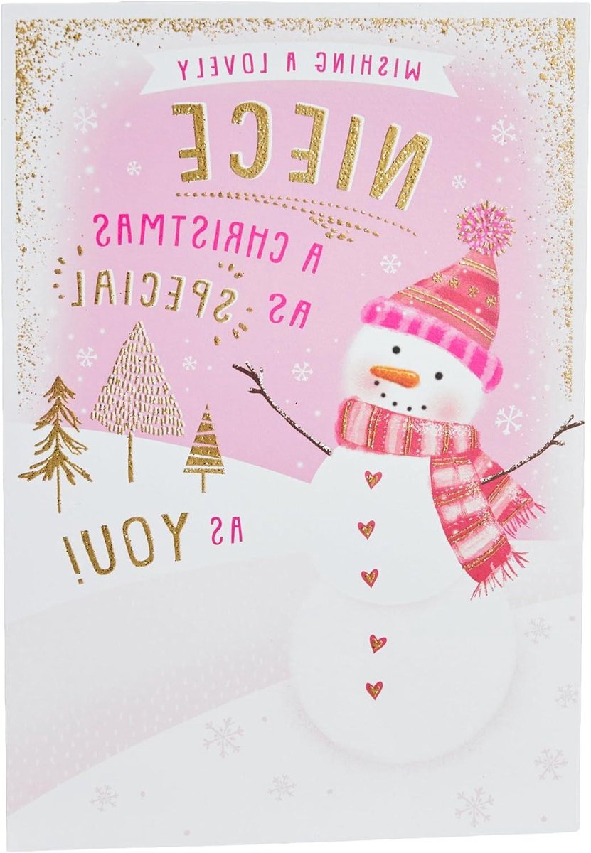Kerstkaart Nicht - Wenskaart Envelop - Verjaardag Wensen - Ontworpen VK - 7 x 5 inch - Rood Roze Beige