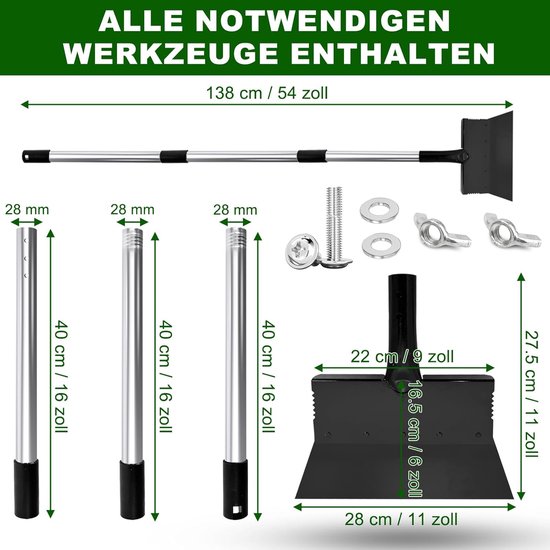 Multifunctionele Schoonmaalschop, 28 cm, Onkruid Schraper met Handvat, Tuingereedschap voor Onkruidverwijdering, Schok Schraper met Handvat voor Onkruid- en Mosverwijdering, Sneeuwschop — afbeelding 4