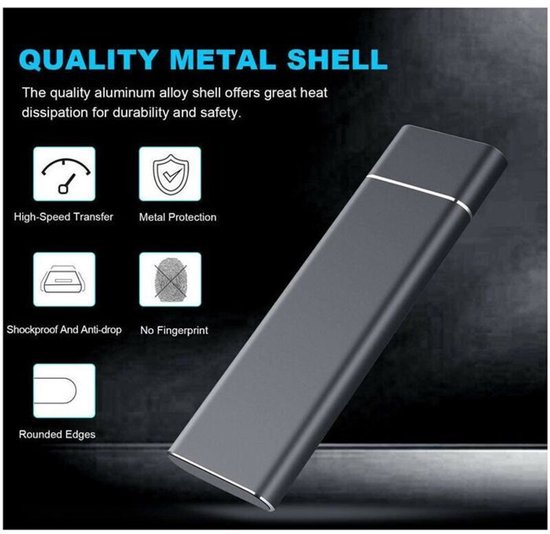 Disque SSD externe portable rapide de 2 To