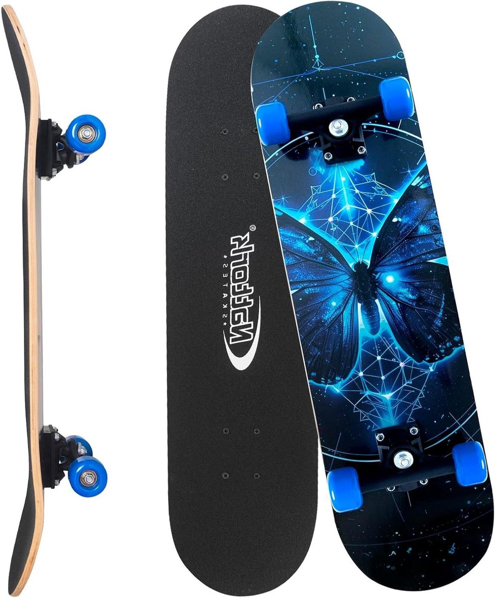 Compleet Skateboard Trickboard Cruisingboard Street Tricks 9 Lagen Esdoornhout 80 x 20.5 cm Vlinder