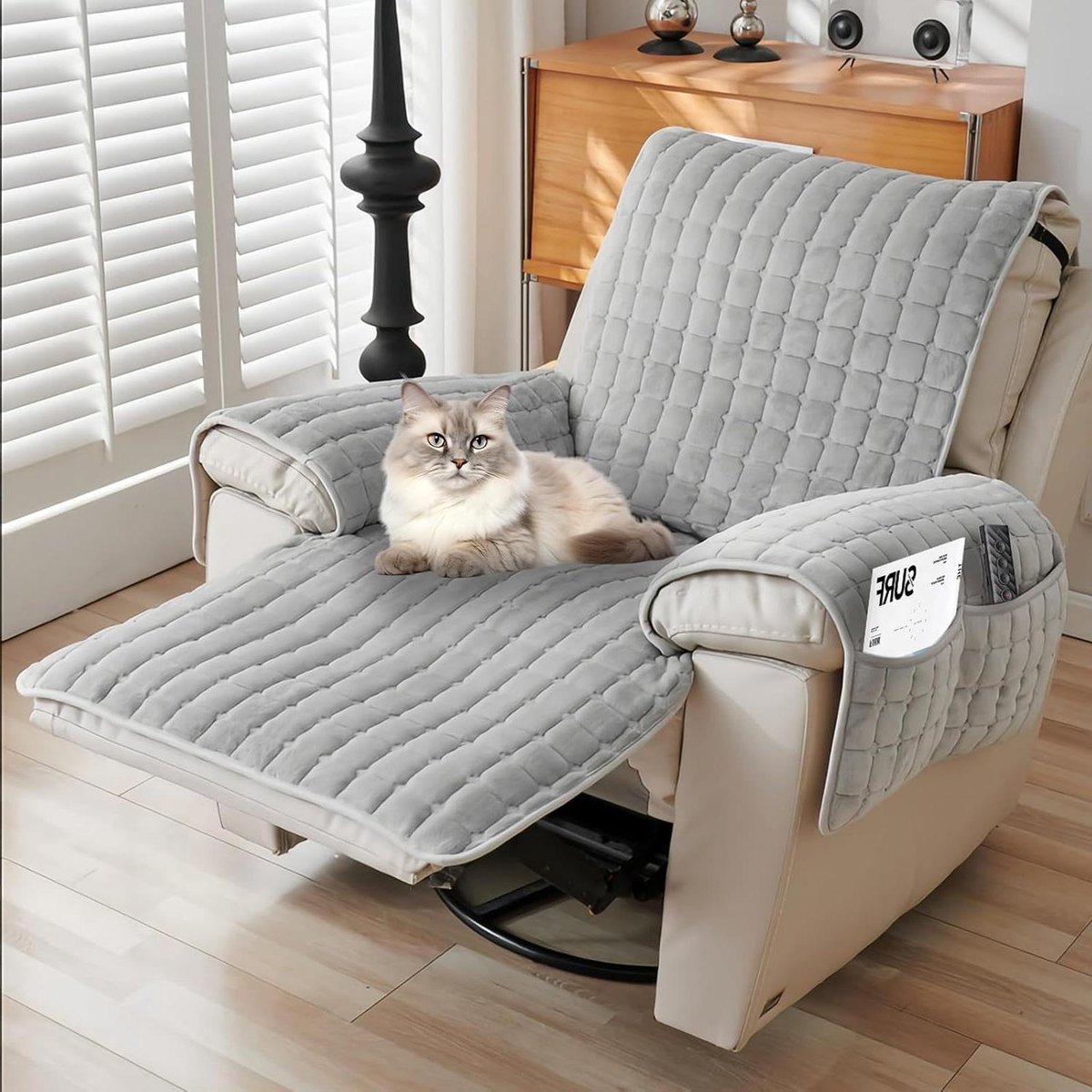 Fauteuilbeschermer - Stoelhoes Relaxstoel - Meubels Beschermen - Met Antislip - 53 x 190 cm - Lichtgrijs