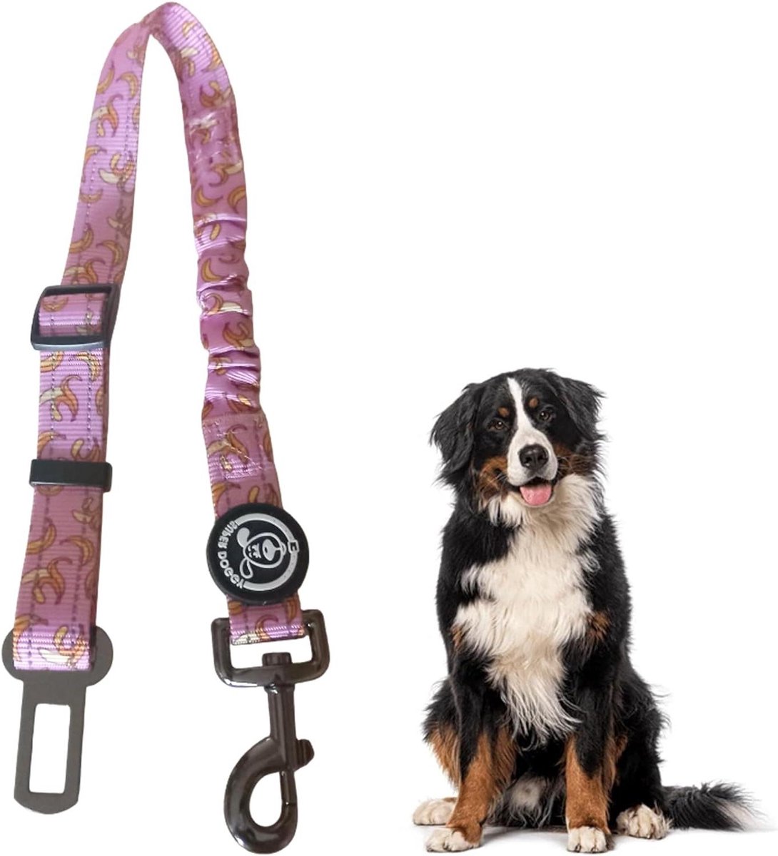 Autogordel Hond - Hondenriem Auto - Veilig Reizen - Elastische Schokdemping - 75 cm - Roze
