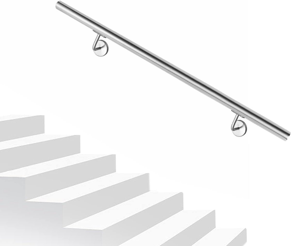 Roestvrijstalen Leuning - Trapleuning Balustrade - Veilig Traplopen - Weerbestendig Geborsteld - 60 cm - Zilver