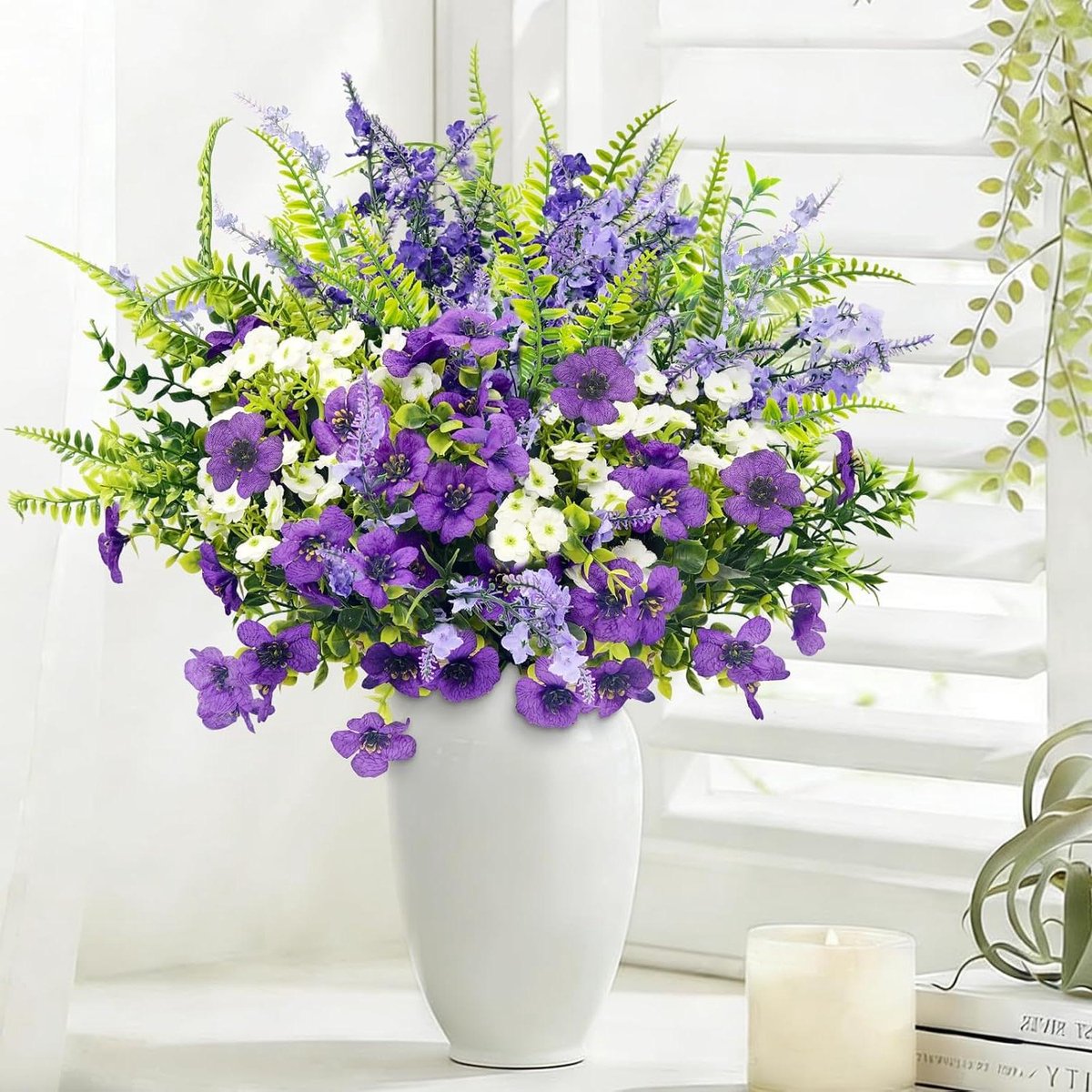 Kunstgrassen - Decoratiegras Balkonplanten - Buiten Decoreren - Weerbestendig Uv-bestendig - 30 cm - Lila